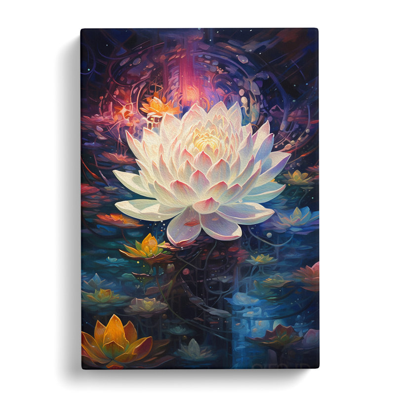 Lotus Flower Futurism - Wrapped Canvas Print, 76cm H x 50cm W x 3cm D