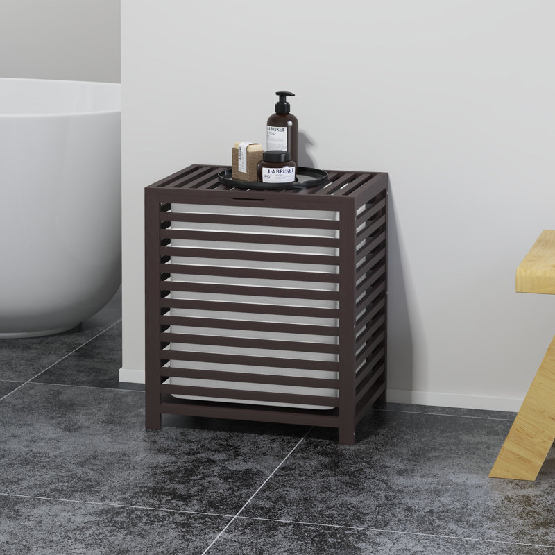 Panier à linge en bambou avec couvercle HOMcom, H 23,5 po x l 19,8 po x P 14,3 po, Café