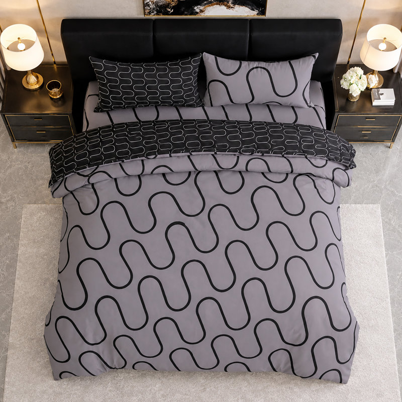 Microfiber Geometric Shapes Duvet Cover Set, KING