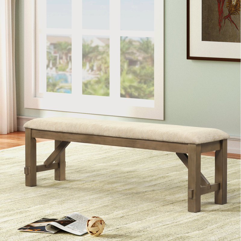 Banc rembourré en polyester Veliz, Brun / Beige