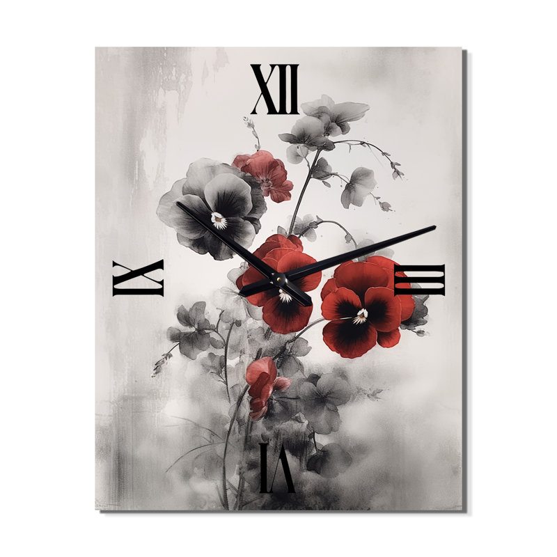 Horloge murale moderne rouge et grise minimalisme I, Petit
