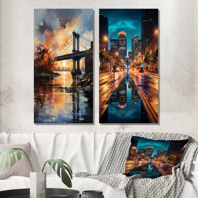 " New York Bronx Bridge " 2 - Pieces