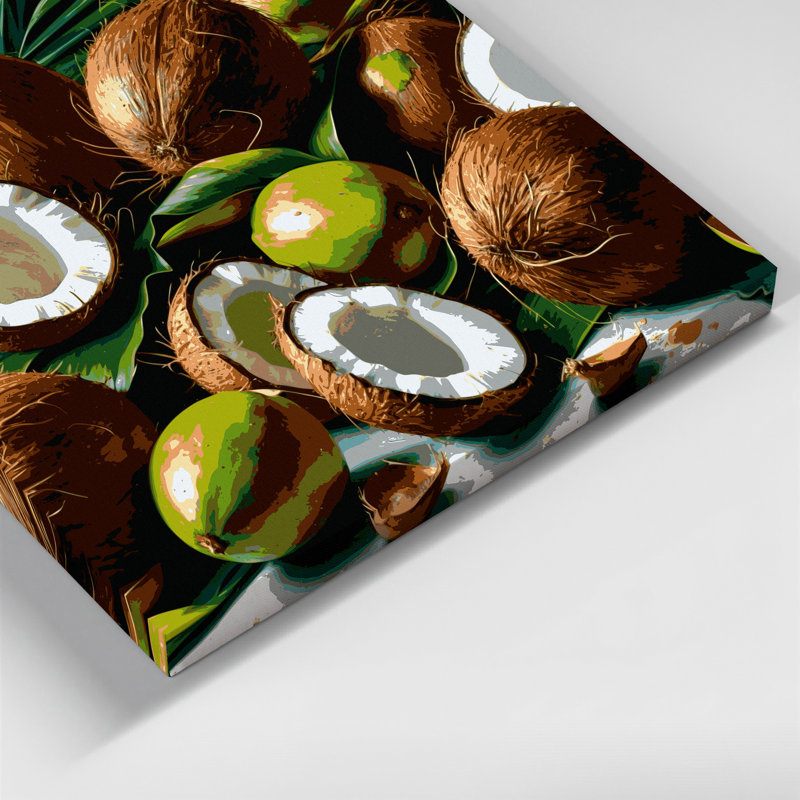 Fruit Coconut Brown Canvas Wall Art, 16" H x 20" W
