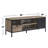 50 - 59 Inch Tv Stand Featuring Rustic Oak And Black Metal Frame, 1 Drawer 4 Storage Compartments For Flat Screen Oak, Metal, 55 Stand, Tvs, One Drawer, Four Sections, Media