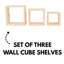 3 Pine Wall Cube Shelf Set, Natural