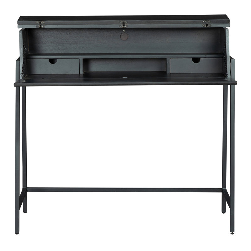 Solid Wood Top Metal Base Writing Desk