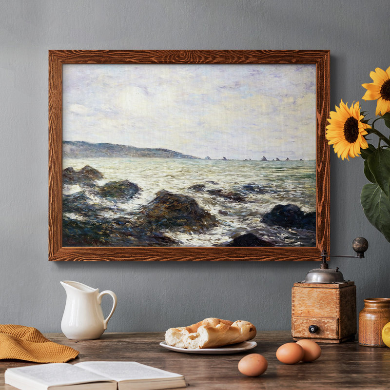 Côte de la Normandie - Toile tendue avec châssis rustique, H 18 po x l 26 po x P 1,5 po, Cadre érable