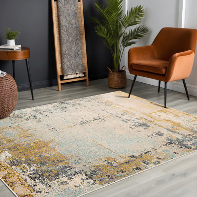 Peter Abstract Modern Marble Mustard Rug