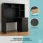 Bureau d'ordinateur avec armoire et bibliothèque, bureau pour ordinateur portable avec tiroirs, comprenant 3 prises de courant alternatif et 2 ports de charge USB
