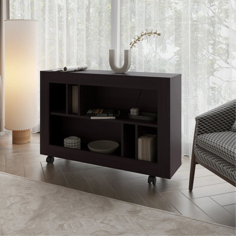 Console en mélamine avec rangement ouvert Wengue, Wengé