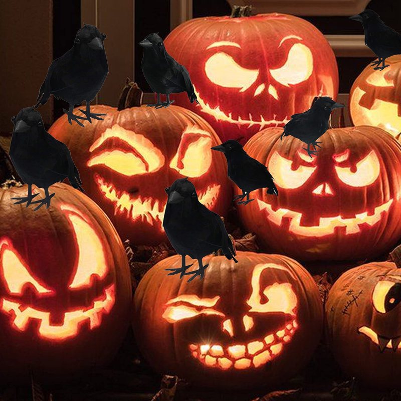 Ensemble de 6 décorations de plumes noires d'Halloween
