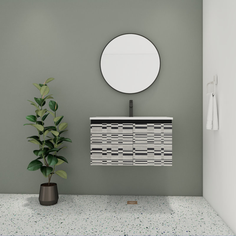 Naheeda 30 " W Wall Mounted 1 Single Vanity Bathroom Vanity With Ceramic Top