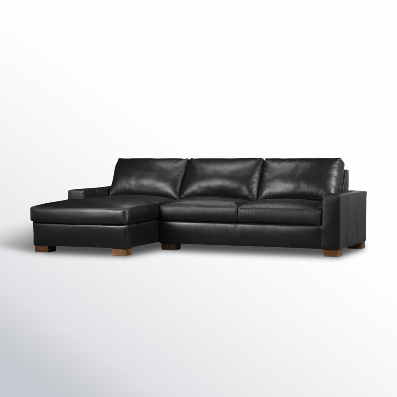 Jonie Genuine Leather 2-Piece Chaise Sectional, Revelation Midnight Genuine Leather, Left Hand Facing