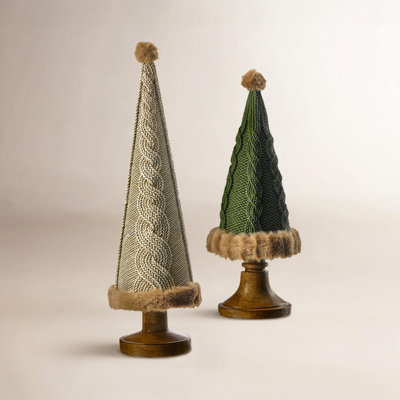 Liani 2-Piece Cable Knit Tree Figurine Set