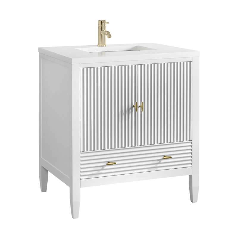 Myrrin 30" W Single Vanity, White Zeus Silestone with Backsplash, Bright White, Single-Hole