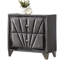 Table de chevet en tissu gris, 2 tiroirs, pieds, acrylique imitant le cristal, structure entièrement rembourrée, plateau en verre, table de chevet classique pour accessoires de chambre à coucher en gris, assemblage facile-1169360287