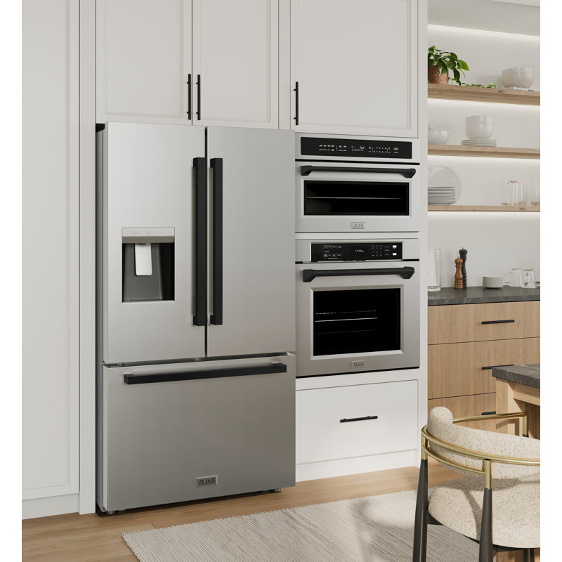ZLINE Autograph 36 in. 28.9 cu. ft. Standard-Depth Refrigerator with Matte Black Modern Handles