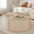 4 Pieces Round To Square Block Modular Coffee Table With Natural Rattan And 2 Tiers