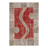 Canvello Red Turkish Patchwork Rug - 6' X 9'