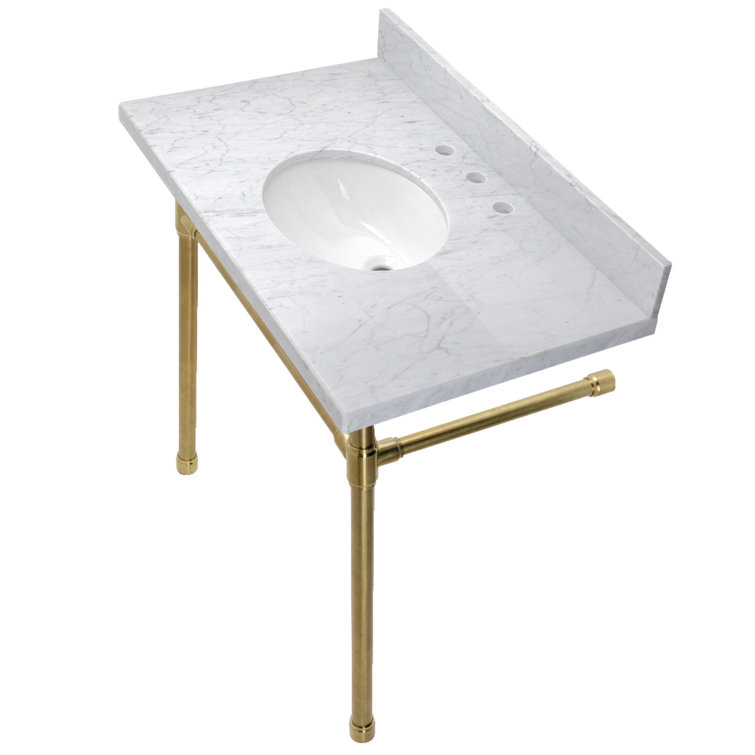 Dreyfuss Ceramic Rectangular Console Bathroom Sink with Overflow