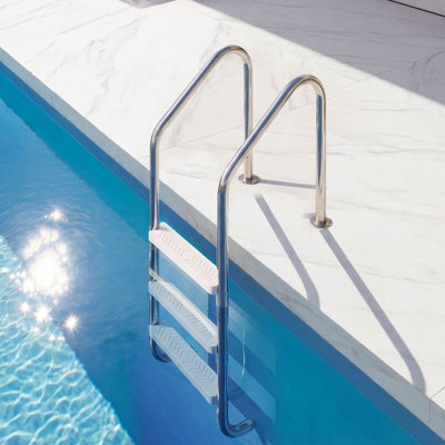 Échelle de piscine, escalier à 3 marches avec rampes doubles, larges marches robustes antidérapantes, structure en acier inoxydable, capacité de 265 lb pour les entrées / sorties de piscines creusées de 48 à 54 po, intérieur et extérieur