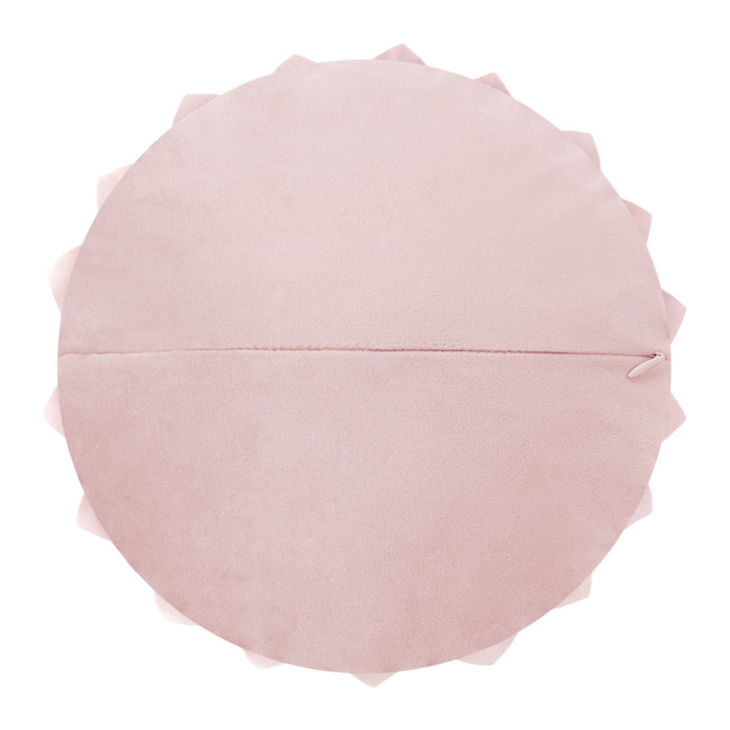 Pink 14-Inch Round Floral Polyester Throw Pillow