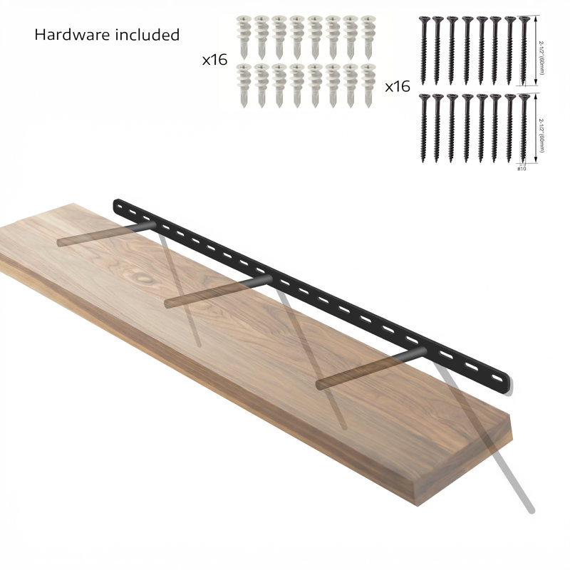 Support flottant robuste, H 1 po x L 45 po x P 7 po