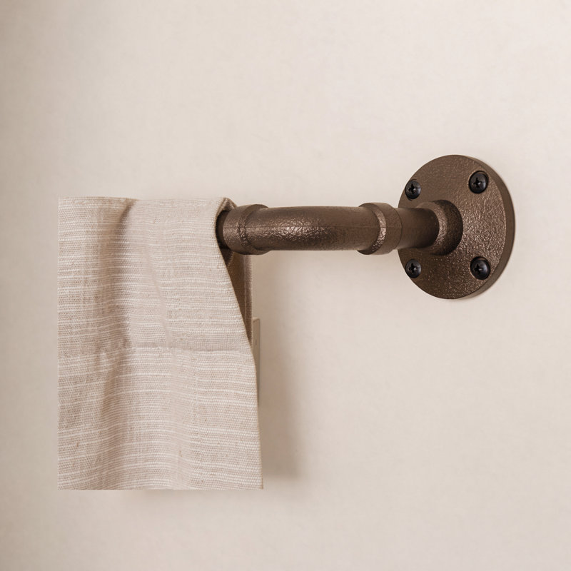 Pryer Metal Adjustable Single Curtain Rod, 86" - 128", Dark Bronze
