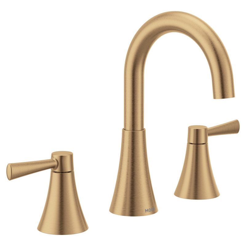 Moen Ronan Two-Handle Widespread Modern Bathroom Faucet, Valve Included, Bronzed Gold