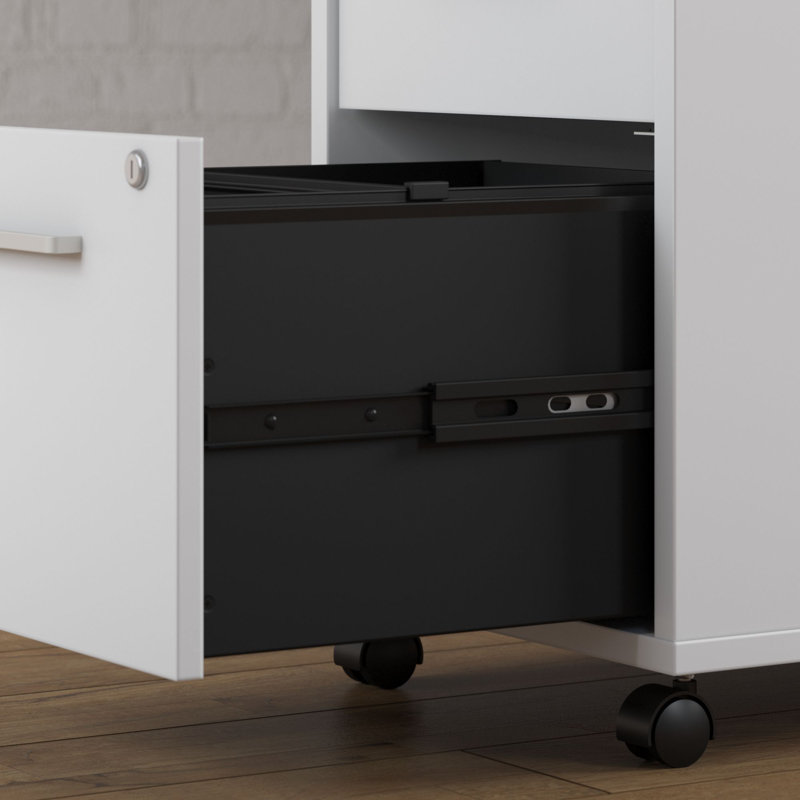16" Wide 3 -Drawer Mobile File Cabinet, White (Assembled)