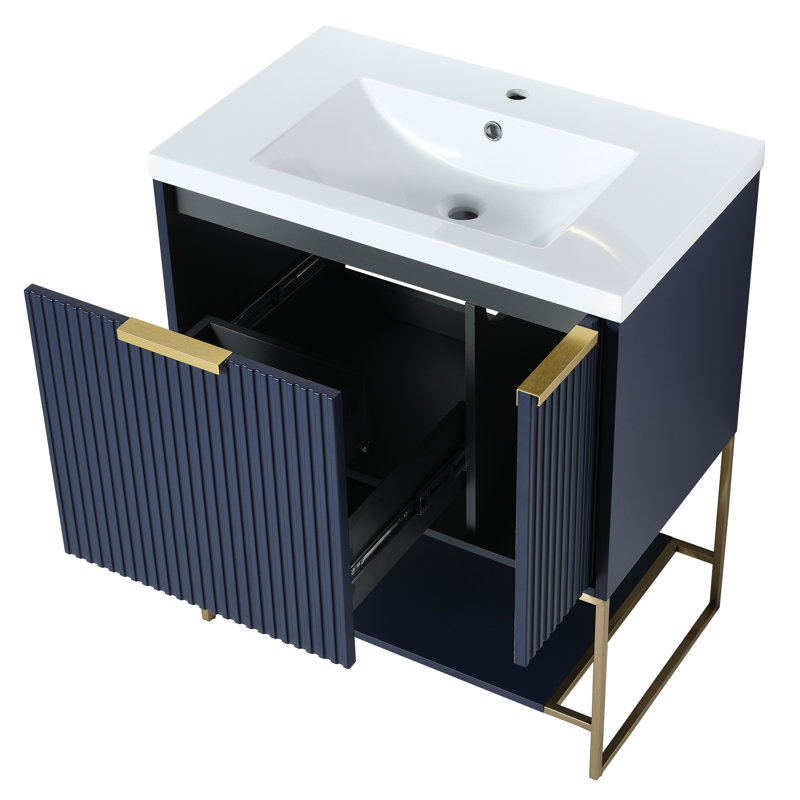 Meuble-lavabo autoportant 30 po - Bassin en résine et contreplaqué de construction 30 po