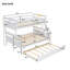 Lit superposé simple au-dessus d'un lit plateforme en pin massif, lit compact avec lit gigogne simple et garde-corps de sécurité, ton blanc