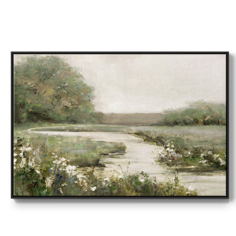" Quiet Path " Painting Print, 17" H x 25" W x 2" D, Black Framed