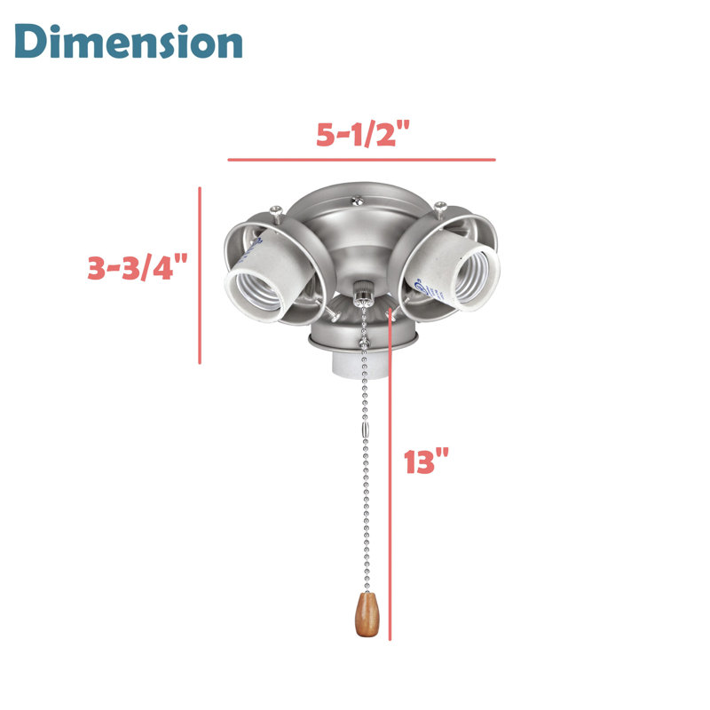 Brushed Nickel 3-Light Ceiling Fan Kit with Frosted Glass Shades