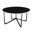 Table basse ronde et tables de bout, ensemble de 3 pièces, ensemble de salon moderne avec cadre en verre trempé noir