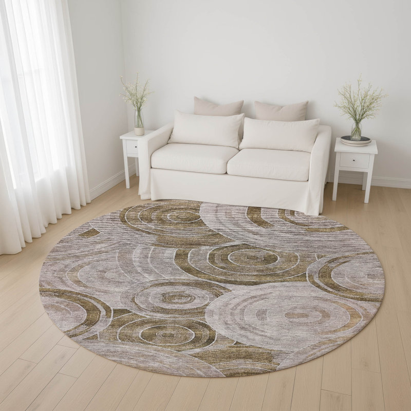 Premium Machine Washable Lubbers AMF1750 Geometric Rug, Round 8'