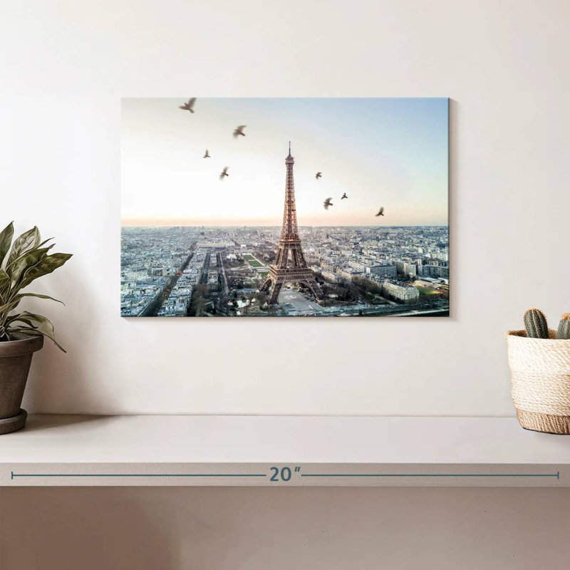 Oiseaux Kavia survolant Paris, H 8 po x l 12 po