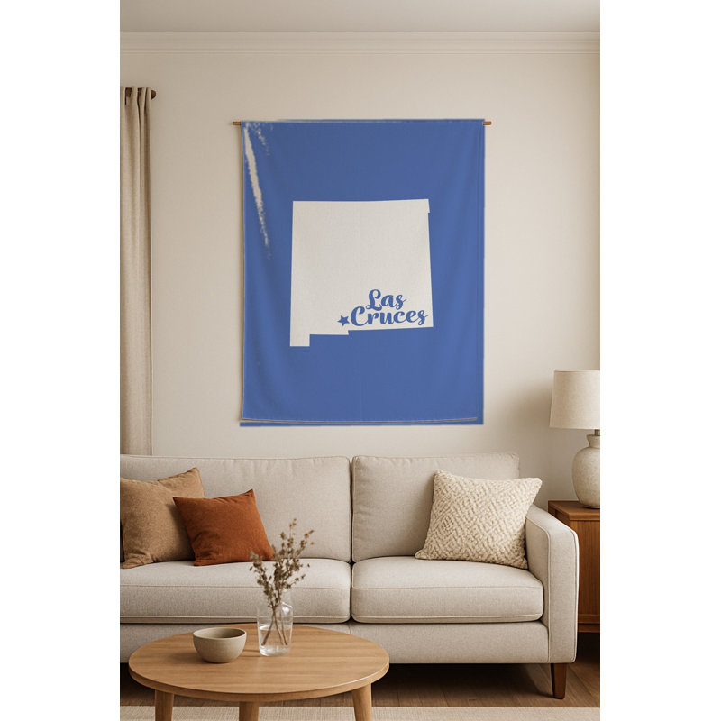 Belle demeure de Las Cruces — Silhouette de l'État du Nouveau-Mexique — Tapisserie murale tissée, portrait, H 70 po x l 50 po