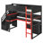 Aline Wooden Gaming Loft Bed with Storage Stairs, Desk, Shelves and Pegboard-126026092-126026090