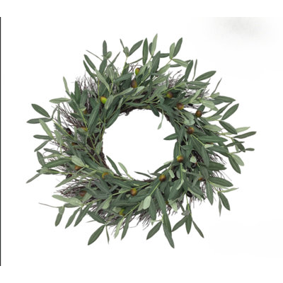 Décoration de verdure artificielle 24 po avec couronne d'olive italienne finie à la main