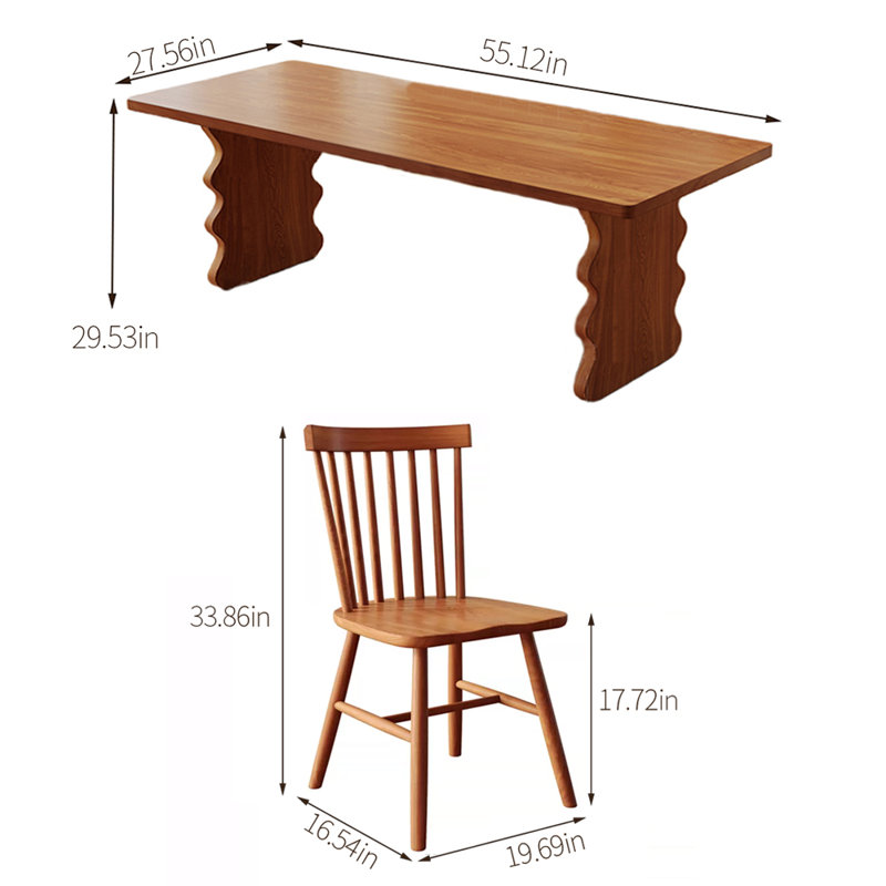 Rectangular Dining Set, 29.53"H x 55.12"L x 27.53"W