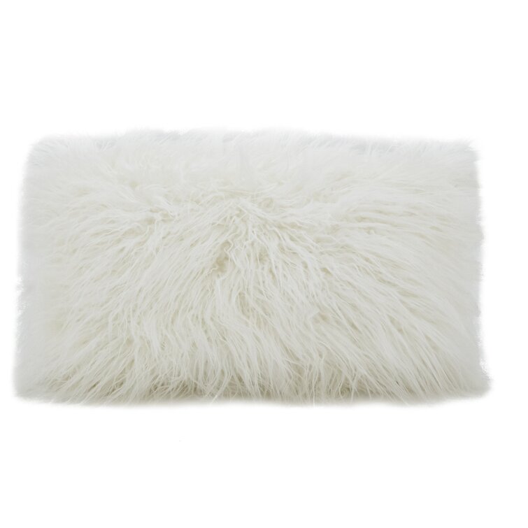 Mongolian Rectangular Faux Fur Pillow Cover & Insert, Set of 2