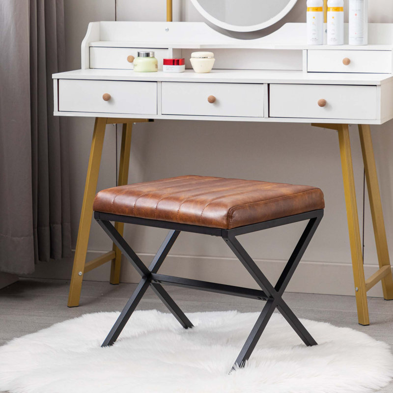 Armgard Metal Accent Stool, Yellowish Brown, Black