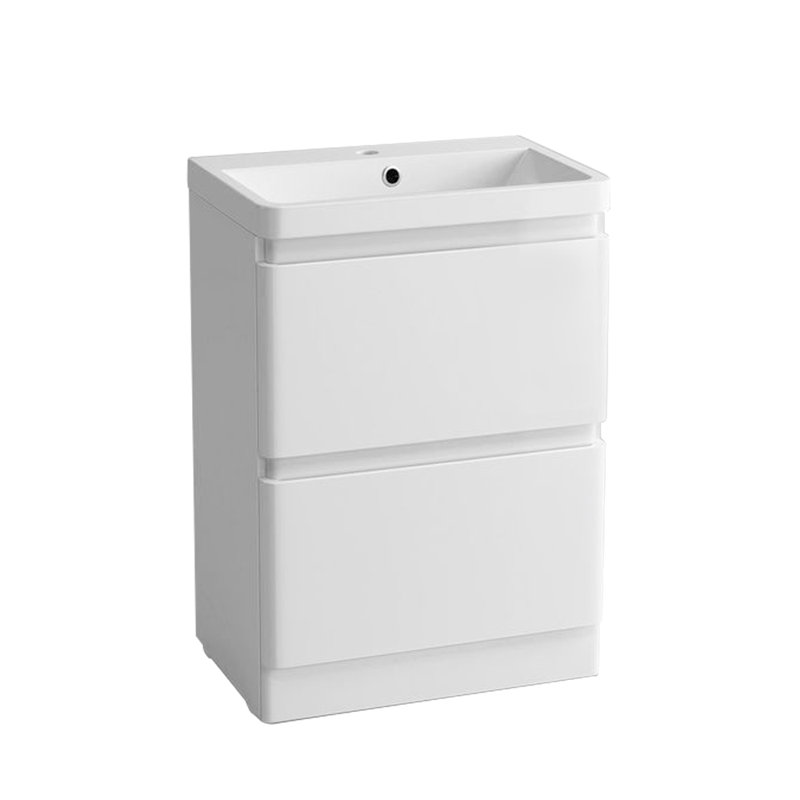 Avarca 600mm Free-standing Single Bathroom Vanity Unit Basin Storage 2 Drawer Cabinet, White