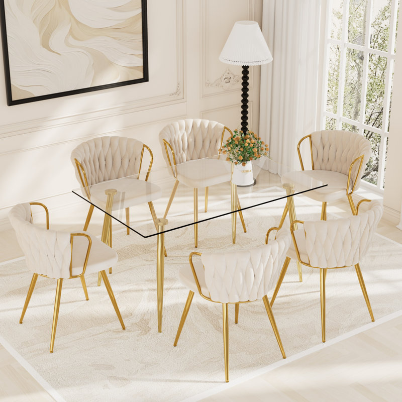 Ensemble repas pour 6 personnes, Beige, H 30 po x L 51 po x l 31,5 po