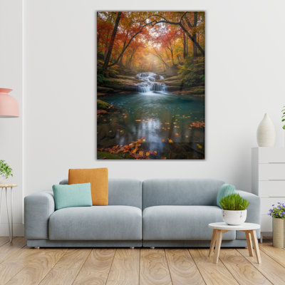 Tableau mural en verre trempé Cascade d'automne
