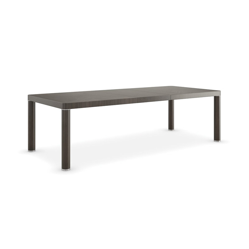 Mirror Image 124 " Extendable Eucalyptus Rectangular Solid Wood Top with Solid Wood Base Dining Table