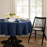 Brosh Solid Texture Water and Stain Resistant Round Polyester Tablecloth