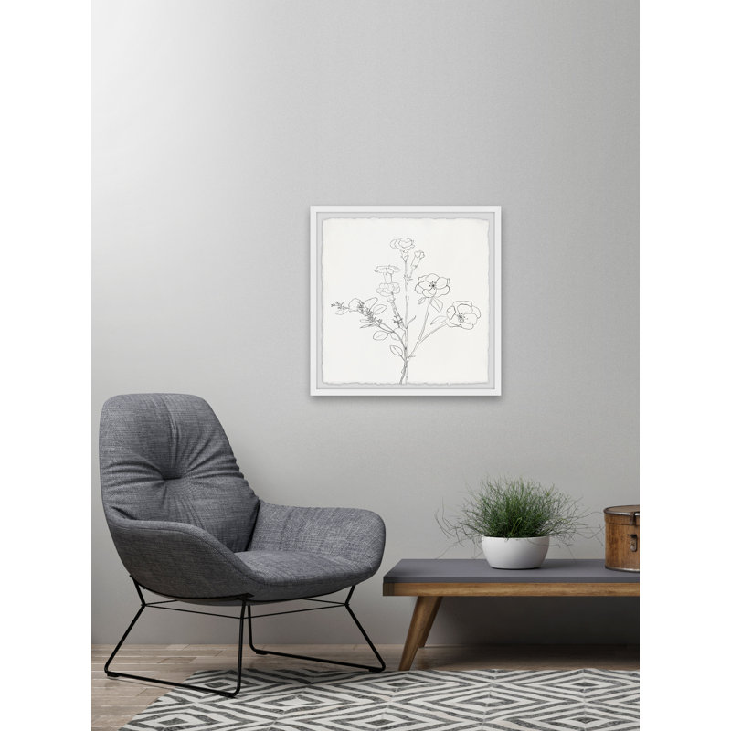 Flower Sketch - Single Picture Frame Print, 30cm H x 30cm W
