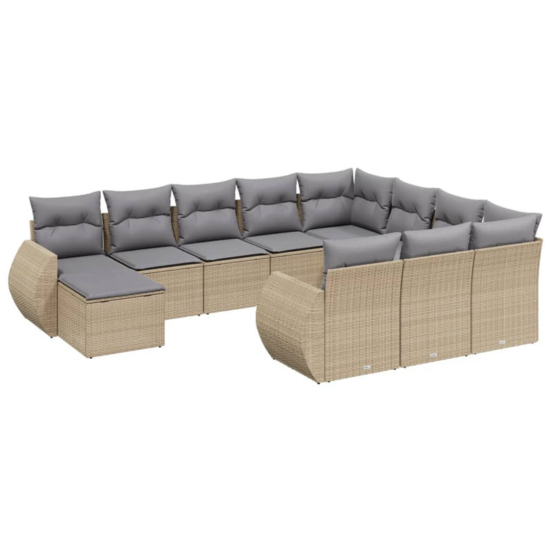  Ensemble de canapé de jardin modulaire en PE rotin beige
